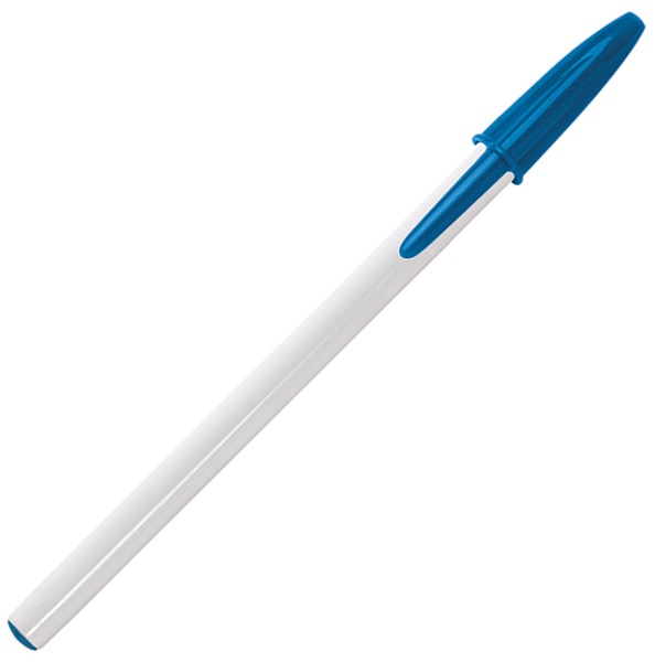 White -Blue  Bic pens