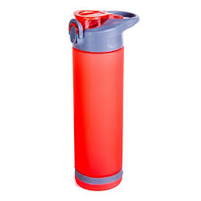 Red plastic water bottles