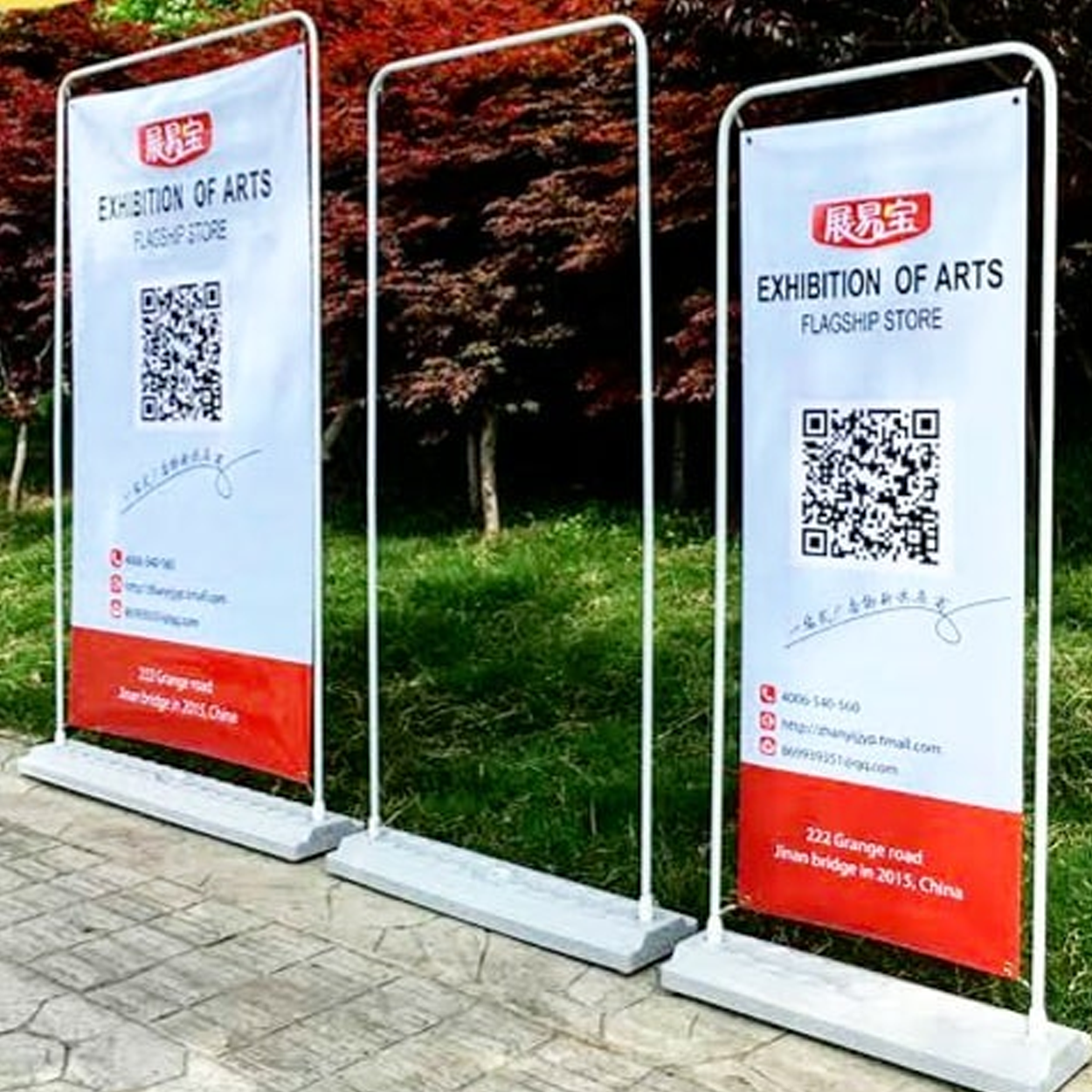 Door frame Satin banner stand